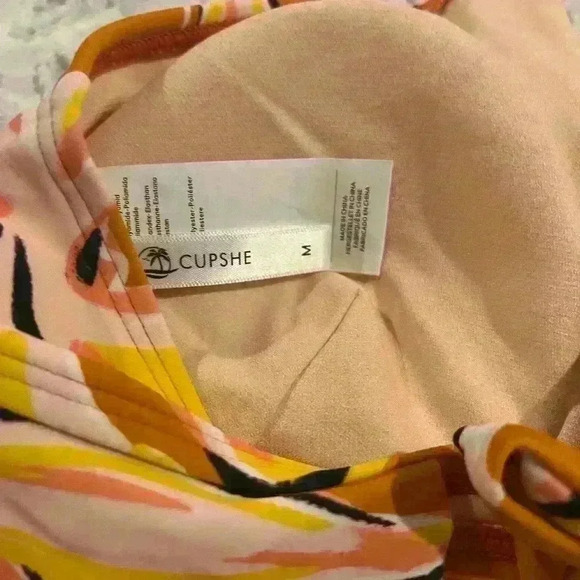 Cupshe NEW NWT Tankini Set Orange Floral Medium - Picture 4 of 4